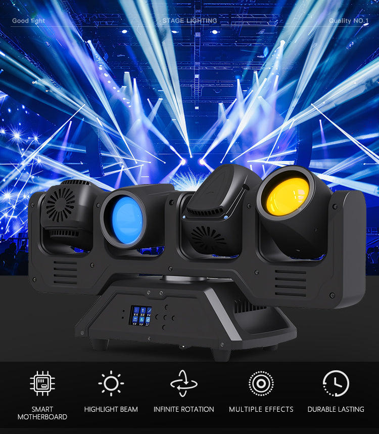 4x40W LED BEAM MOVING HEAD LIGHT WITH AUXILIARY LIGHT